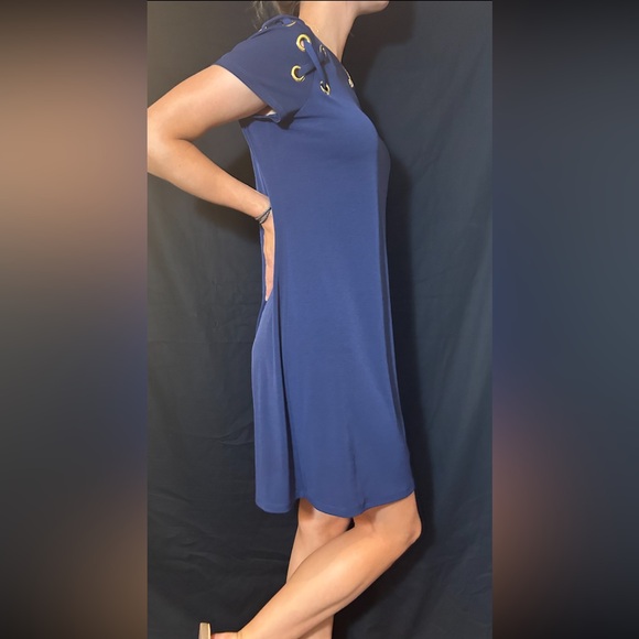 Michael Kors navy blue midi dress size medium - Picture 4 of 12